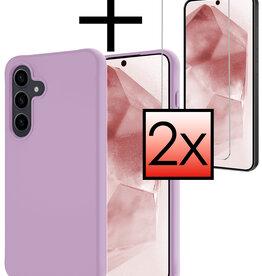 NoXx NoXx Samsung Galaxy A55 Hoesje Siliconen Met 2x Screenprotector - Lila