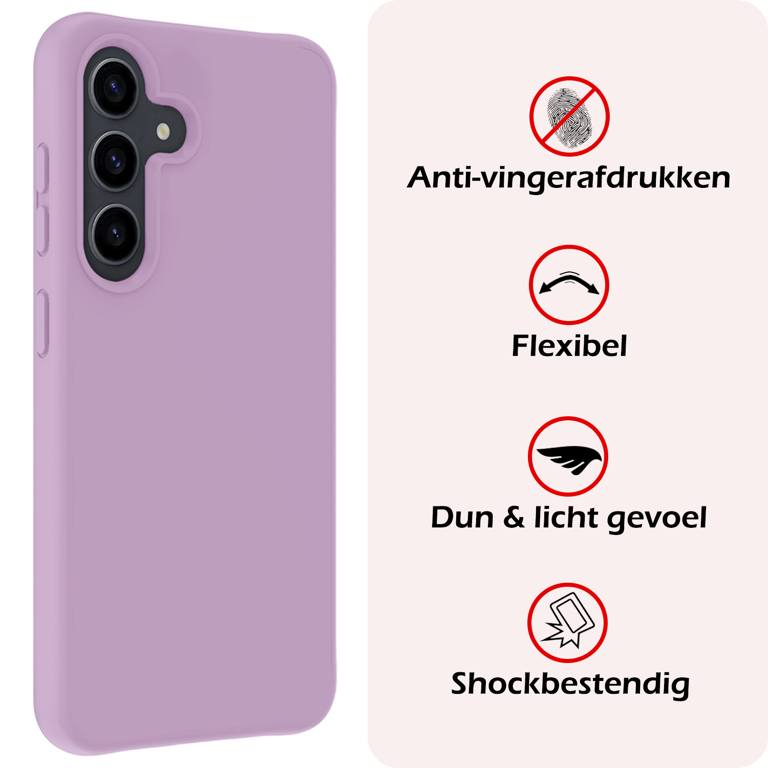 NoXx Hoes Geschikt voor Samsung A55 Hoesje Cover Siliconen Back Case Hoes Met 2x Screenprotector - Lila