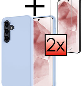 NoXx NoXx Samsung Galaxy A55 Hoesje Siliconen Met 2x Screenprotector - Lichtblauw