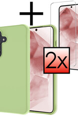 NoXx Hoes Geschikt voor Samsung A55 Hoesje Cover Siliconen Back Case Hoes Met 2x Screenprotector - Groen
