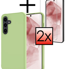 NoXx NoXx Samsung Galaxy A55 Hoesje Siliconen Met 2x Screenprotector - Groen