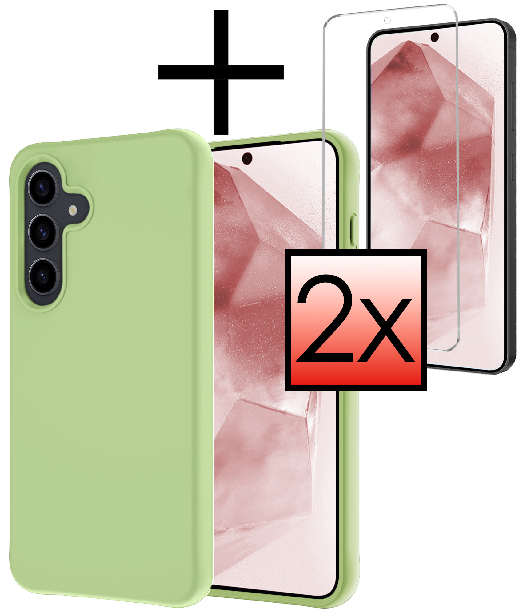 NoXx Hoes Geschikt voor Samsung A55 Hoesje Cover Siliconen Back Case Hoes Met 2x Screenprotector - Groen