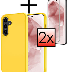 NoXx NoXx Samsung Galaxy A55 Hoesje Siliconen Met 2x Screenprotector - Geel