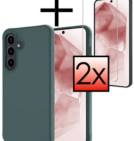 NoXx NoXx Samsung Galaxy A55 Hoesje Siliconen Met 2x Screenprotector - Donkergroen