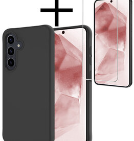 NoXx NoXx Samsung Galaxy A55 Hoesje Siliconen Met Screenprotector - Zwart