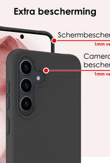 NoXx Hoes Geschikt voor Samsung A55 Hoesje Cover Siliconen Back Case Hoes Met Screenprotector - Zwart