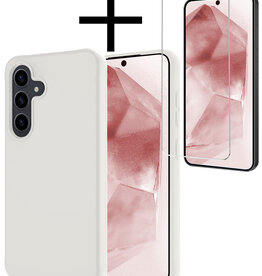 NoXx NoXx Samsung Galaxy A55 Hoesje Siliconen Met Screenprotector - Wit