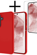 NoXx Hoes Geschikt voor Samsung A55 Hoesje Cover Siliconen Back Case Hoes Met Screenprotector - Rood
