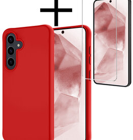 NoXx NoXx Samsung Galaxy A55 Hoesje Siliconen Met Screenprotector - Rood