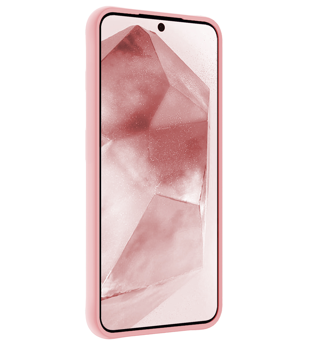 NoXx Hoes Geschikt voor Samsung A55 Hoesje Cover Siliconen Back Case Hoes Met Screenprotector - Lichtroze