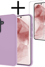 NoXx Hoes Geschikt voor Samsung A55 Hoesje Cover Siliconen Back Case Hoes Met Screenprotector - Lila