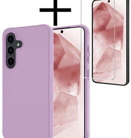 NoXx NoXx Samsung Galaxy A55 Hoesje Siliconen Met Screenprotector - Lila