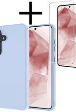 NoXx Hoes Geschikt voor Samsung A55 Hoesje Cover Siliconen Back Case Hoes Met Screenprotector - Lichtblauw