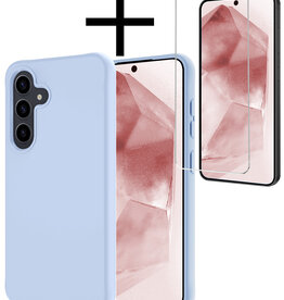 NoXx NoXx Samsung Galaxy A55 Hoesje Siliconen Met Screenprotector - Lichtblauw