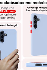 NoXx Hoes Geschikt voor Samsung A55 Hoesje Cover Siliconen Back Case Hoes Met Screenprotector - Lichtblauw