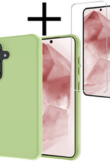 NoXx Hoes Geschikt voor Samsung A55 Hoesje Cover Siliconen Back Case Hoes Met Screenprotector - Groen