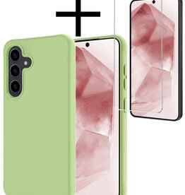 NoXx NoXx Samsung Galaxy A55 Hoesje Siliconen Met Screenprotector - Groen