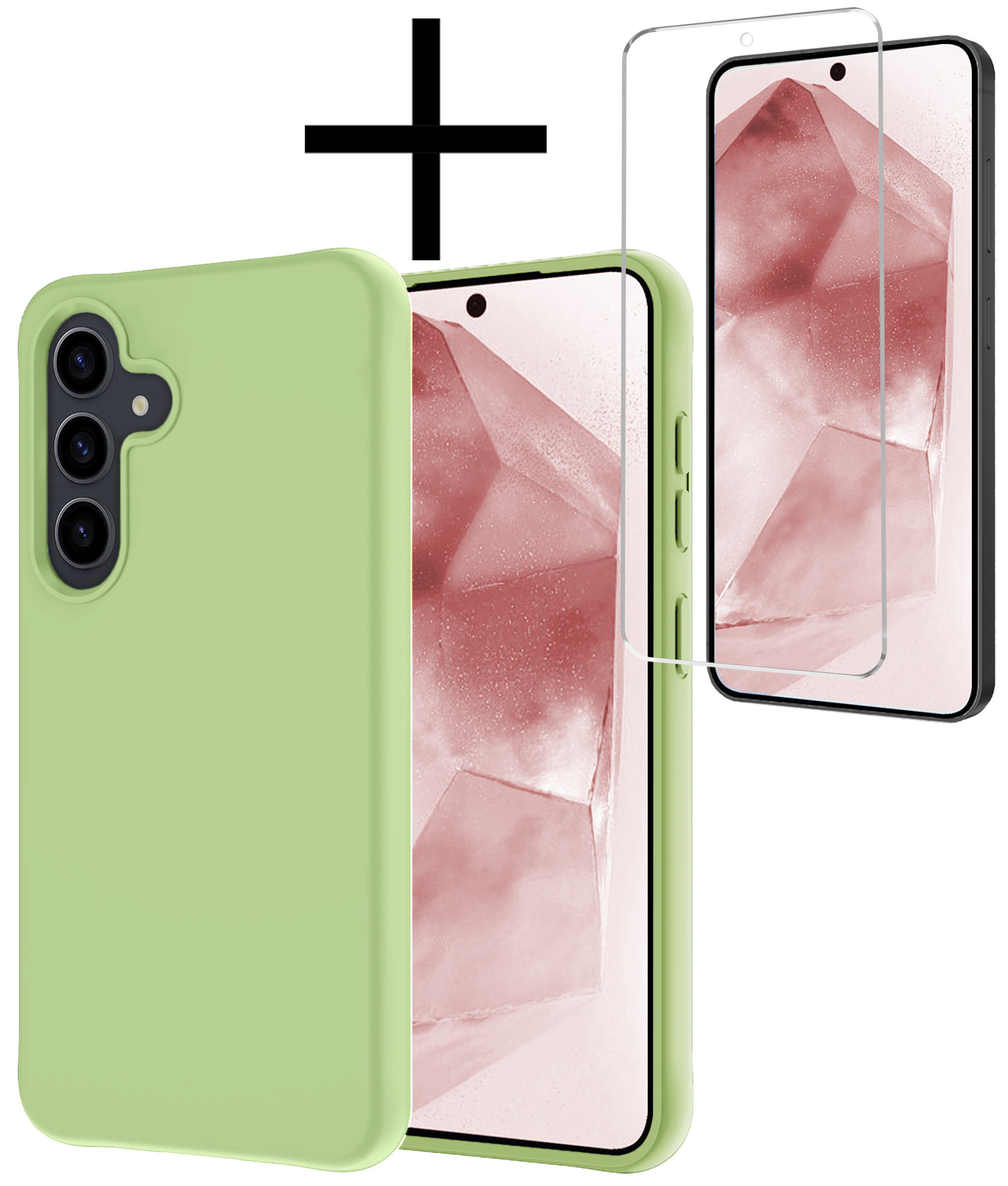 NoXx Hoes Geschikt voor Samsung A55 Hoesje Cover Siliconen Back Case Hoes Met Screenprotector - Groen
