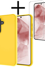 NoXx Hoes Geschikt voor Samsung A55 Hoesje Cover Siliconen Back Case Hoes Met Screenprotector - Geel