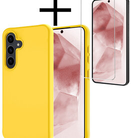 NoXx NoXx Samsung Galaxy A55 Hoesje Siliconen Met Screenprotector - Geel