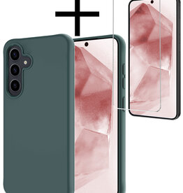 NoXx NoXx Samsung Galaxy A55 Hoesje Siliconen Met Screenprotector - Donkergroen