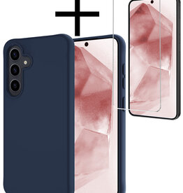 NoXx NoXx Samsung Galaxy A55 Hoesje Siliconen Met Screenprotector - Donkerblauw