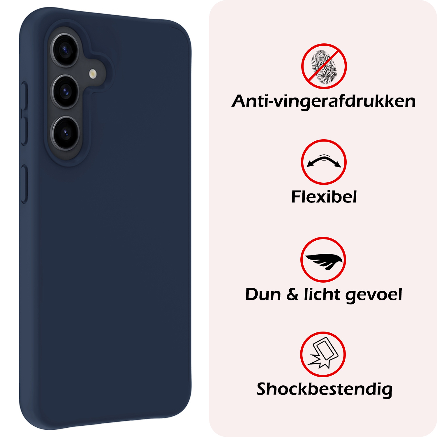 NoXx Hoes Geschikt voor Samsung A55 Hoesje Cover Siliconen Back Case Hoes Met Screenprotector - Donkerblauw