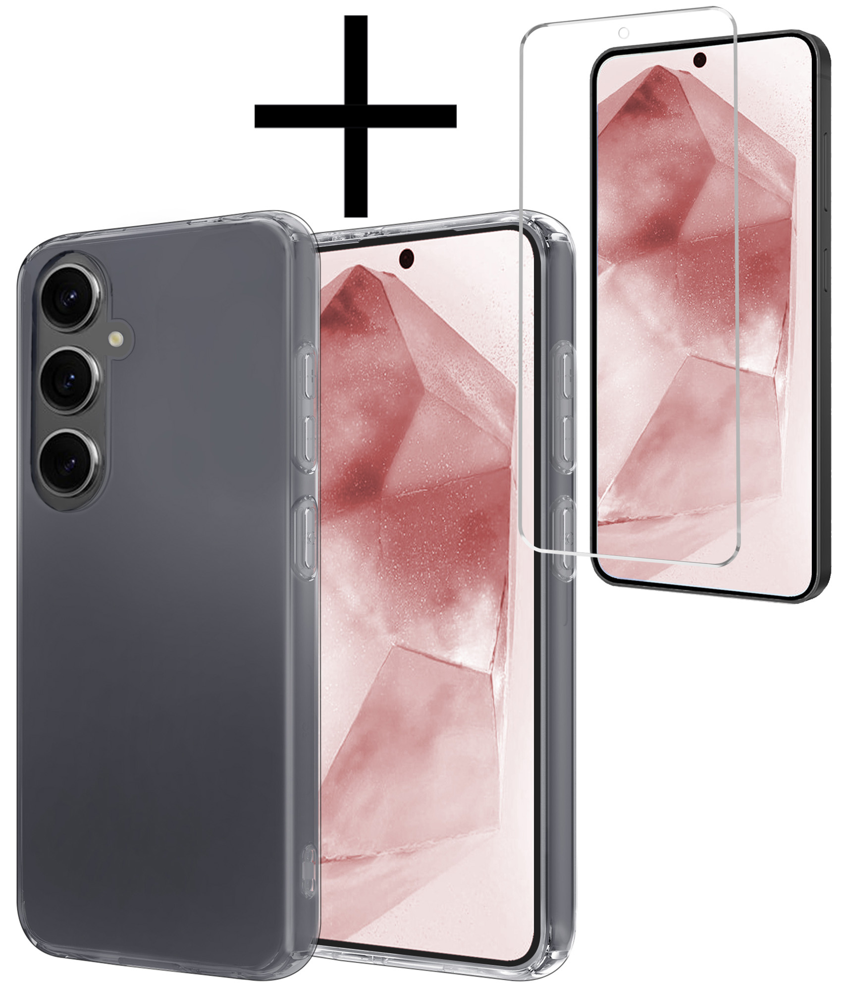 NoXx Hoes Geschikt voor Samsung A55 Hoesje Cover Siliconen Back Case Hoes Met Screenprotector - Transparant