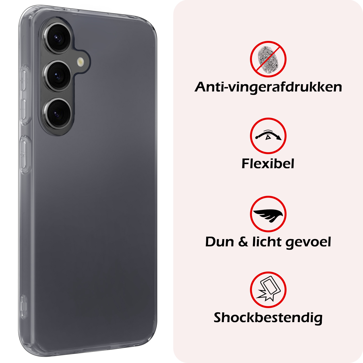 NoXx Hoes Geschikt voor Samsung A55 Hoesje Cover Siliconen Back Case Hoes Met Screenprotector - Transparant