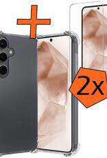 Nomfy Hoesje Geschikt voor Samsung A55 Hoesje Shock Proof Cover Case Shockproof Met 2x Screenprotector - Hoes Geschikt voor Samsung Galaxy A55 Hoes Siliconen Back Case - Transparant