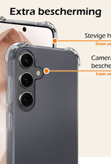 Nomfy Hoesje Geschikt voor Samsung A55 Hoesje Shock Proof Cover Case Shockproof Met 2x Screenprotector - Hoes Geschikt voor Samsung Galaxy A55 Hoes Siliconen Back Case - Transparant