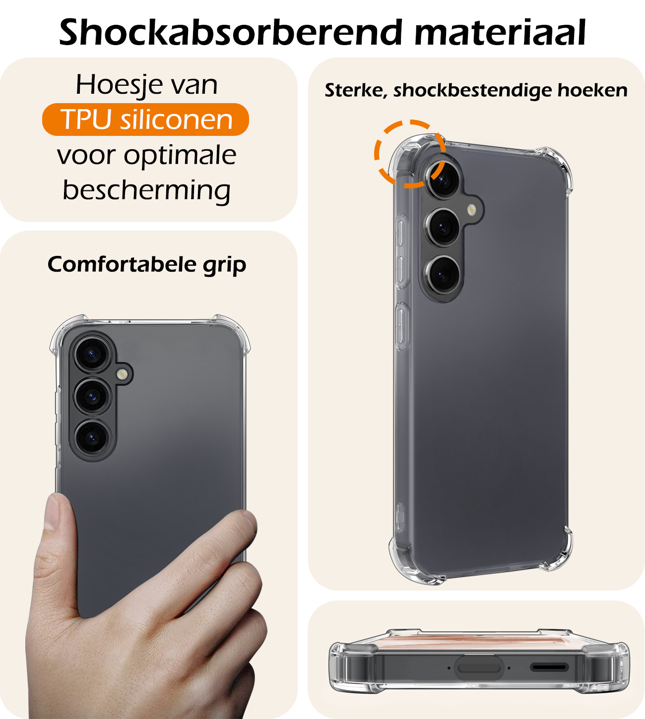 Nomfy Hoesje Geschikt voor Samsung A55 Hoesje Shock Proof Cover Case Shockproof Met 2x Screenprotector - Hoes Geschikt voor Samsung Galaxy A55 Hoes Siliconen Back Case - Transparant
