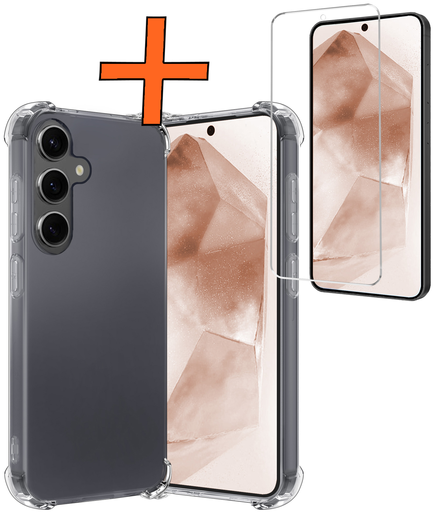 Nomfy Hoesje Geschikt voor Samsung A55 Hoesje Shock Proof Cover Case Shockproof Met Screenprotector - Hoes Geschikt voor Samsung Galaxy A55 Hoes Siliconen Back Case - Transparant