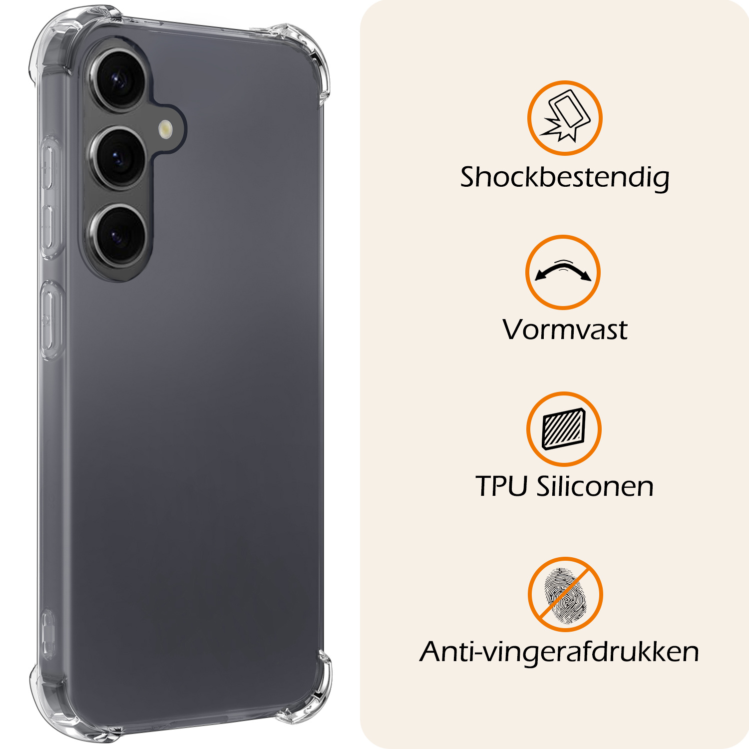 Nomfy Hoesje Geschikt voor Samsung A55 Hoesje Shock Proof Cover Case Shockproof Met Screenprotector - Hoes Geschikt voor Samsung Galaxy A55 Hoes Siliconen Back Case - Transparant