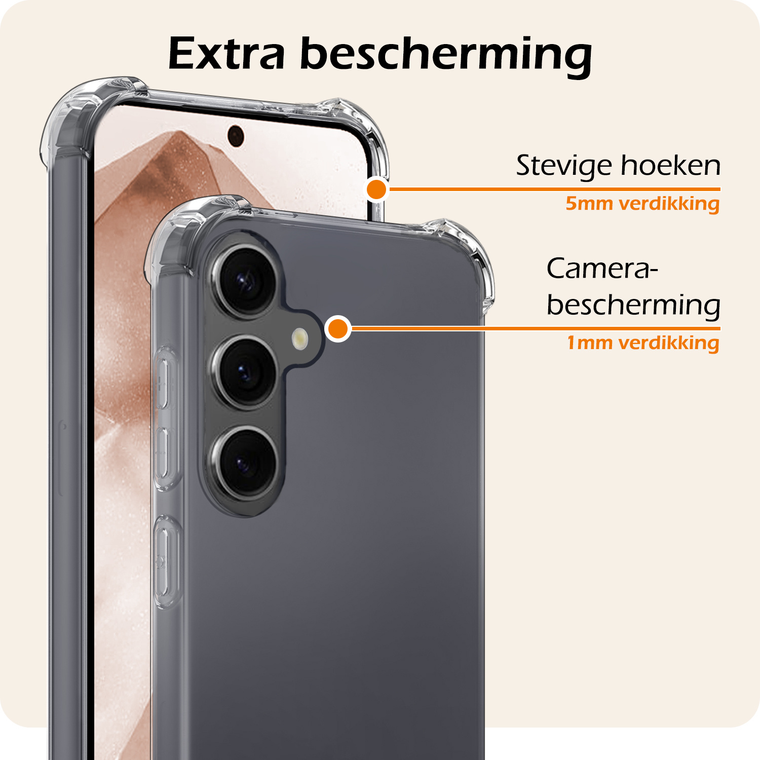 Nomfy Hoesje Geschikt voor Samsung A55 Hoesje Shock Proof Cover Case Shockproof Met Screenprotector - Hoes Geschikt voor Samsung Galaxy A55 Hoes Siliconen Back Case - Transparant