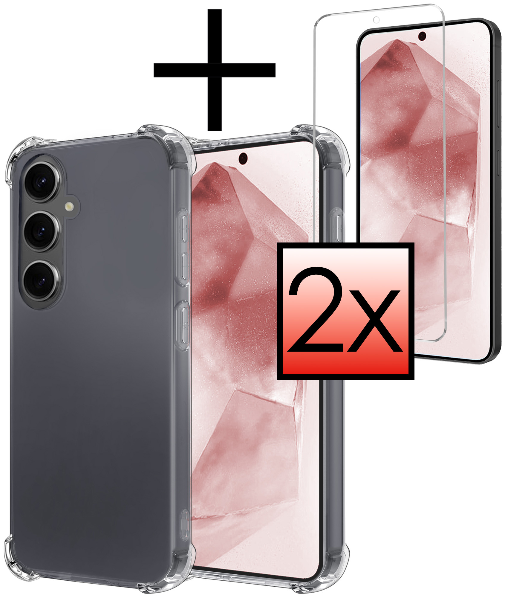 NoXx Hoes Geschikt voor Samsung A55 Hoesje Siliconen Cover Shock Proof Back Case Shockproof Hoes Met 2x Screenprotector - Transparant