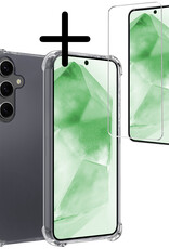 BASEY. Hoes Geschikt voor Samsung A55 Hoesje Shock Proof Case Hoes Siliconen Met Screenprotector - Hoesje Geschikt voor Samsung Galaxy A55 Hoes Cover Shockproof - Transparant