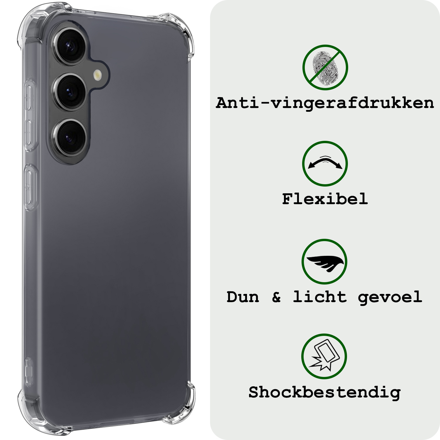 BASEY. Hoes Geschikt voor Samsung A55 Hoesje Shock Proof Case Hoes Siliconen Met Screenprotector - Hoesje Geschikt voor Samsung Galaxy A55 Hoes Cover Shockproof - Transparant