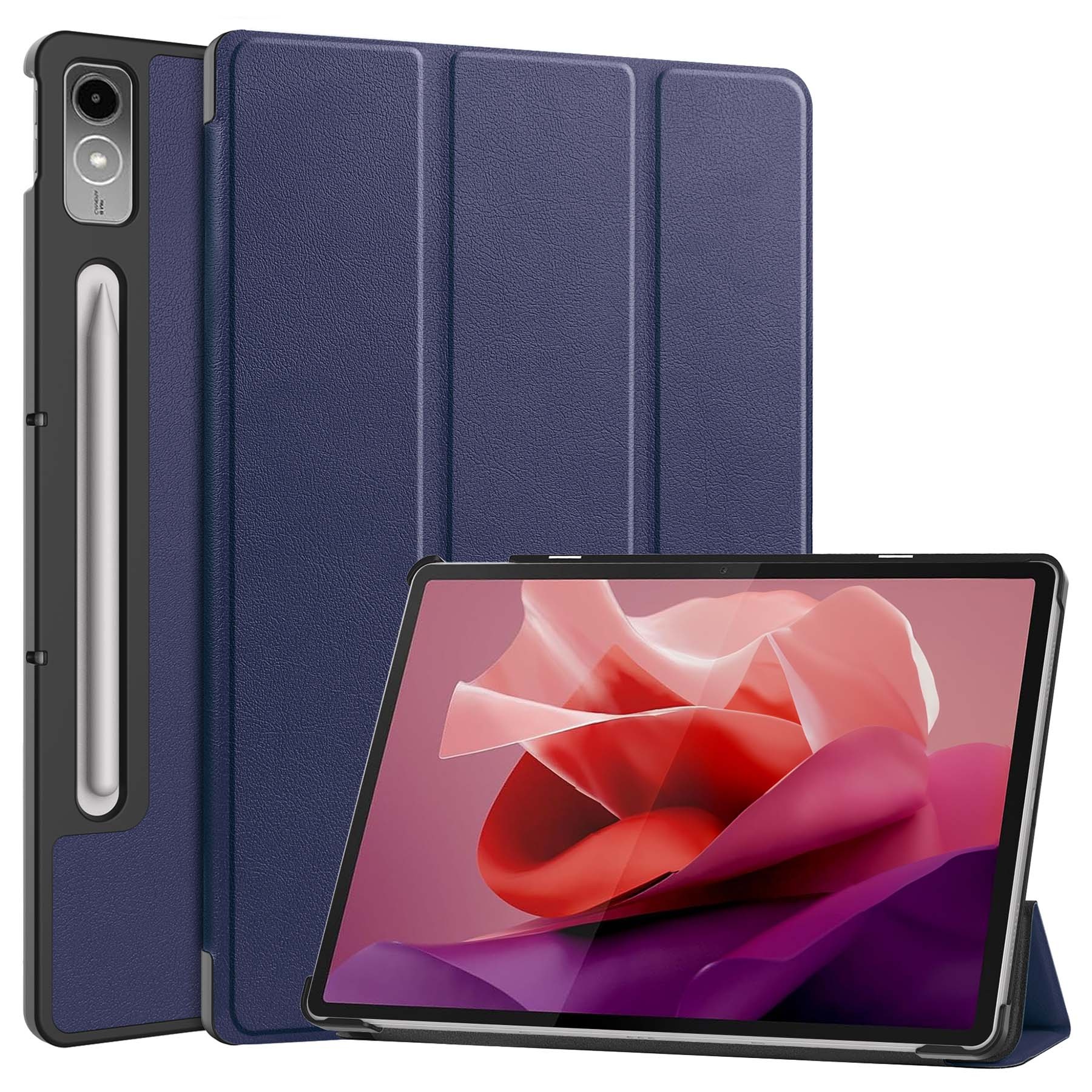 BASEY. Hoesje Geschikt voor Lenovo Tab P12 Hoes Case Tablet Hoesje Tri-fold Met Uitsparing Geschikt voor Lenovo Pen - Hoes Geschikt voor Lenovo Tab P12 Hoesje Hard Cover Bookcase Hoes - Donkerblauw