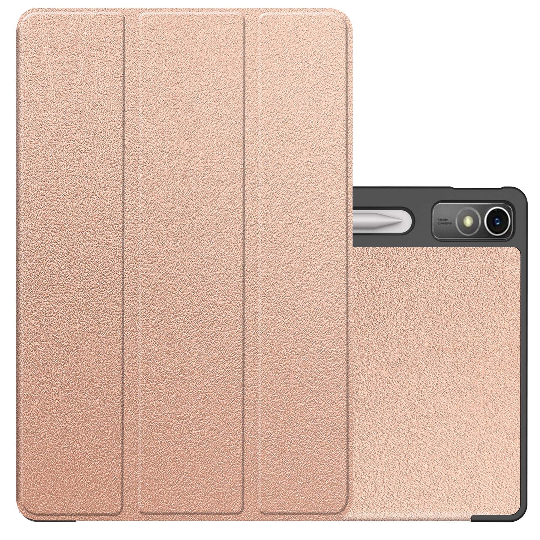 NoXx Hoesje Geschikt voor Lenovo Tab P12 Hoesje Case Hard Cover Hoes Book Case Met Uitsparing Geschikt voor Lenovo Pen - Rosé goud