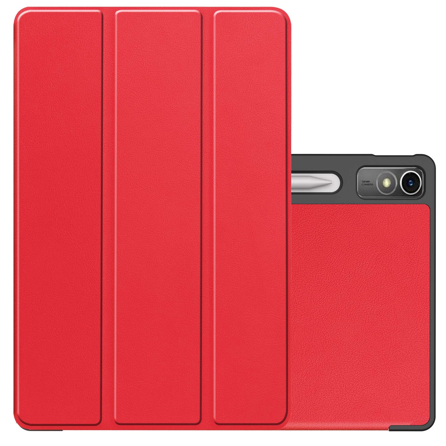 NoXx Hoesje Geschikt voor Lenovo Tab P12 Hoesje Case Hard Cover Hoes Book Case Met Uitsparing Geschikt voor Lenovo Pen - Rood
