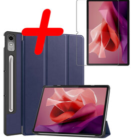 BASEY. BASEY. Lenovo Tab P12 Hoesje Met Uitsparing Lenovo Pen Met Screenprotector - Donkerblauw