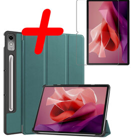 BASEY. BASEY. Lenovo Tab P12 Hoesje Met Uitsparing Lenovo Pen Met Screenprotector - Donkergroen