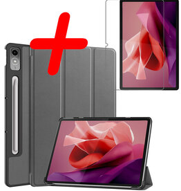 BASEY. BASEY. Lenovo Tab P12 Hoesje Met Uitsparing Lenovo Pen Met Screenprotector - Grijs