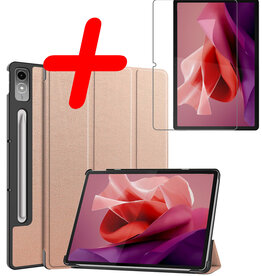 BASEY. BASEY. Lenovo Tab P12 Hoesje Met Uitsparing Lenovo Pen Met Screenprotector - Rose Goud