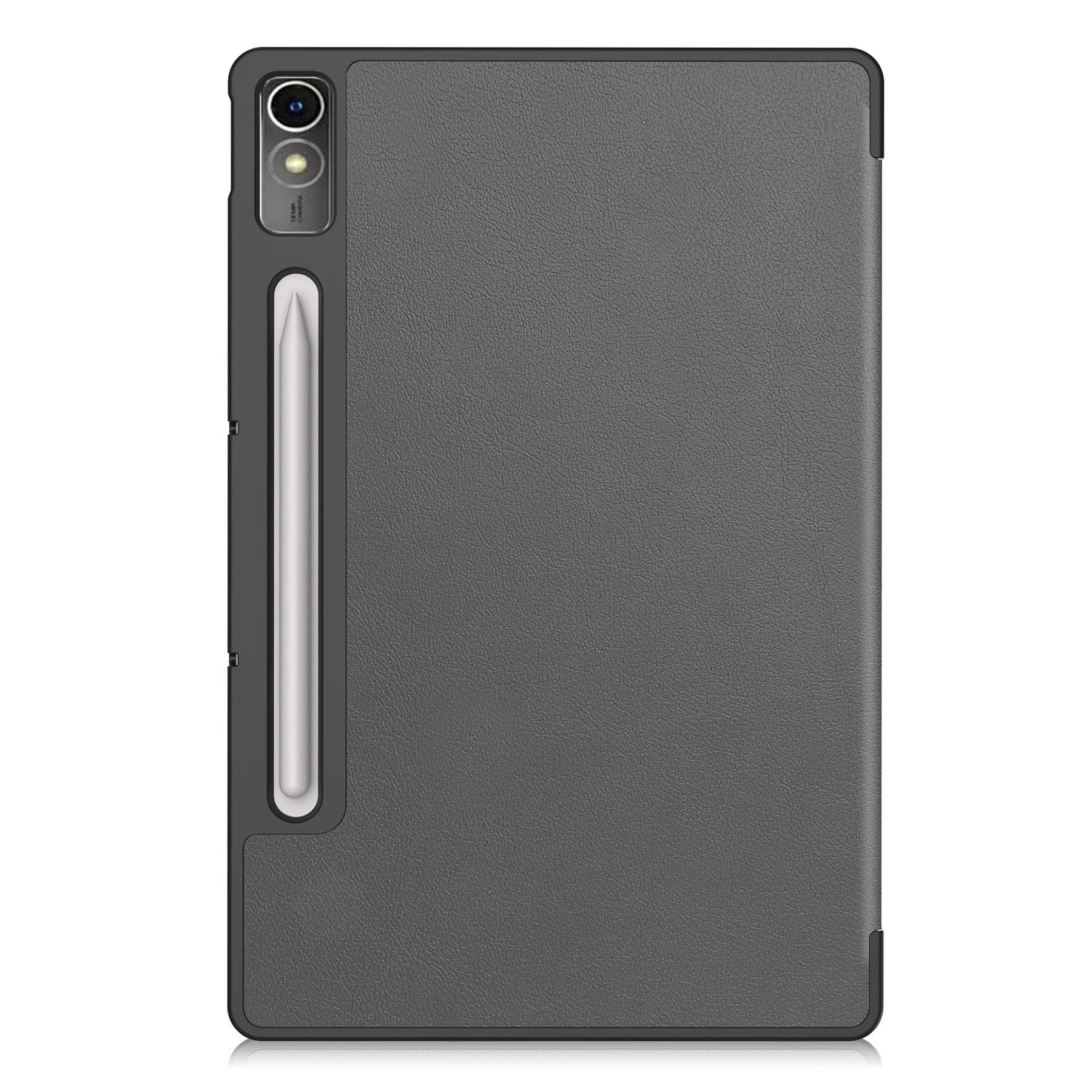 BASEY. Hoesje Geschikt voor Lenovo Tab P12 Hoes Case Tablet Hoesje Tri-fold Met Uitsparing Geschikt voor Lenovo Pen Met Screenprotector - Hoes Geschikt voor Lenovo Tab P12 Hoesje Hard Cover Bookcase Hoes - Grijs