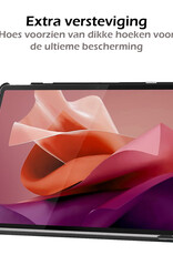 Nomfy Hoes Geschikt voor Lenovo Tab P12 Hoes Tri-fold Tablet Hoesje Case Met Uitsparing Geschikt voor Lenovo Pen - Hoesje Geschikt voor Lenovo Tab P12 Hoesje Hardcover Bookcase - Donkergroen
