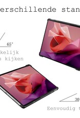 BASEY. Hoesje Geschikt voor Lenovo Tab P12 Hoes Case Tablet Hoesje Tri-fold Met Uitsparing Geschikt voor Lenovo Pen Met Screenprotector - Hoes Geschikt voor Lenovo Tab P12 Hoesje Hard Cover Bookcase Hoes - Rosé goud