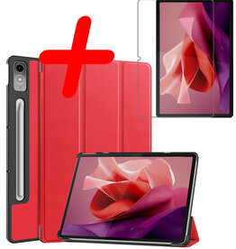 BASEY. BASEY. Lenovo Tab P12 Hoesje Met Uitsparing Lenovo Pen Met Screenprotector - Rood