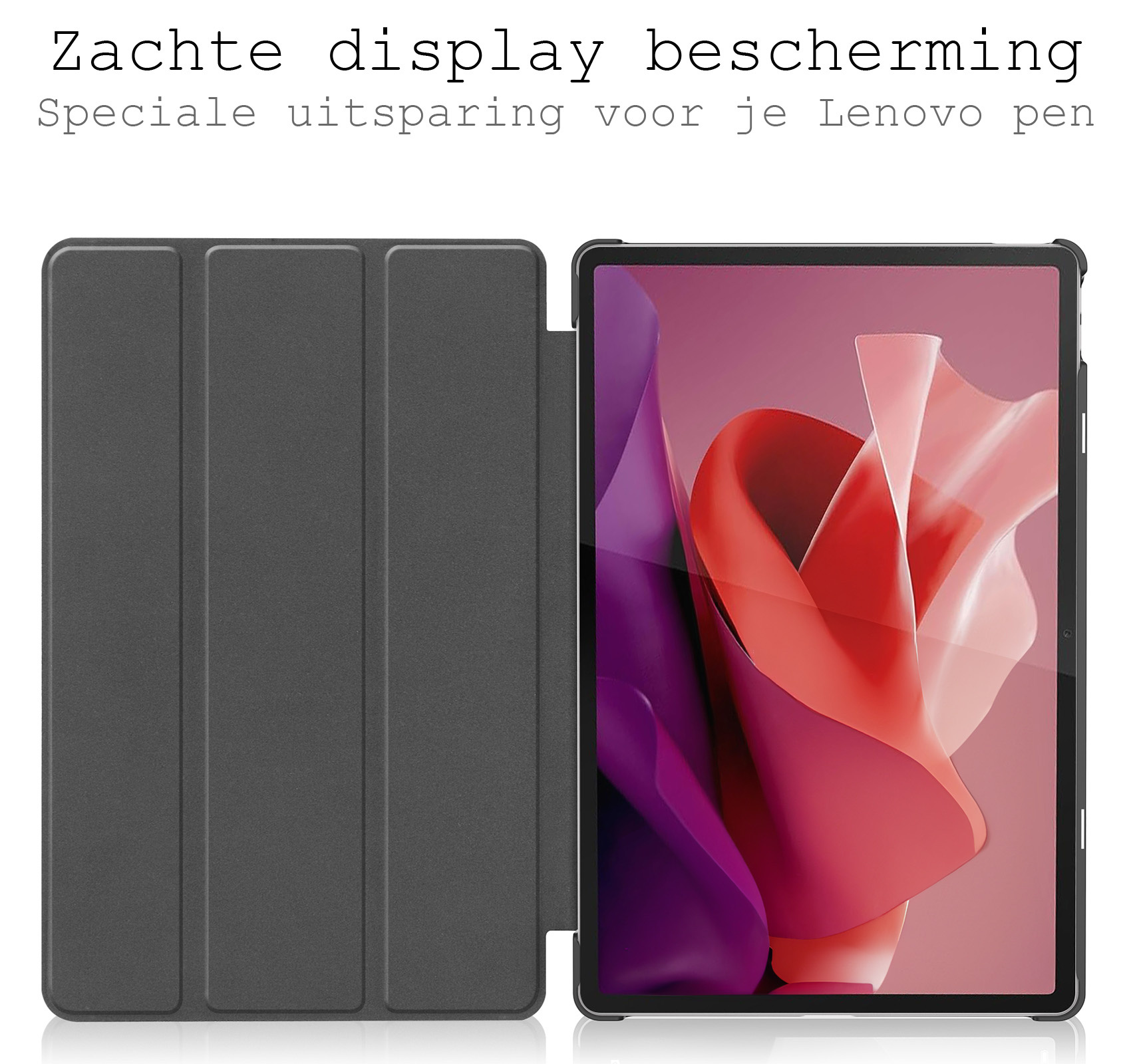 BASEY. Hoesje Geschikt voor Lenovo Tab P12 Hoes Case Tablet Hoesje Tri-fold Met Uitsparing Geschikt voor Lenovo Pen Met Screenprotector - Hoes Geschikt voor Lenovo Tab P12 Hoesje Hard Cover Bookcase Hoes - Rosé goud